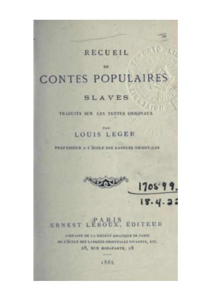 Recueil de contes populaires slaves