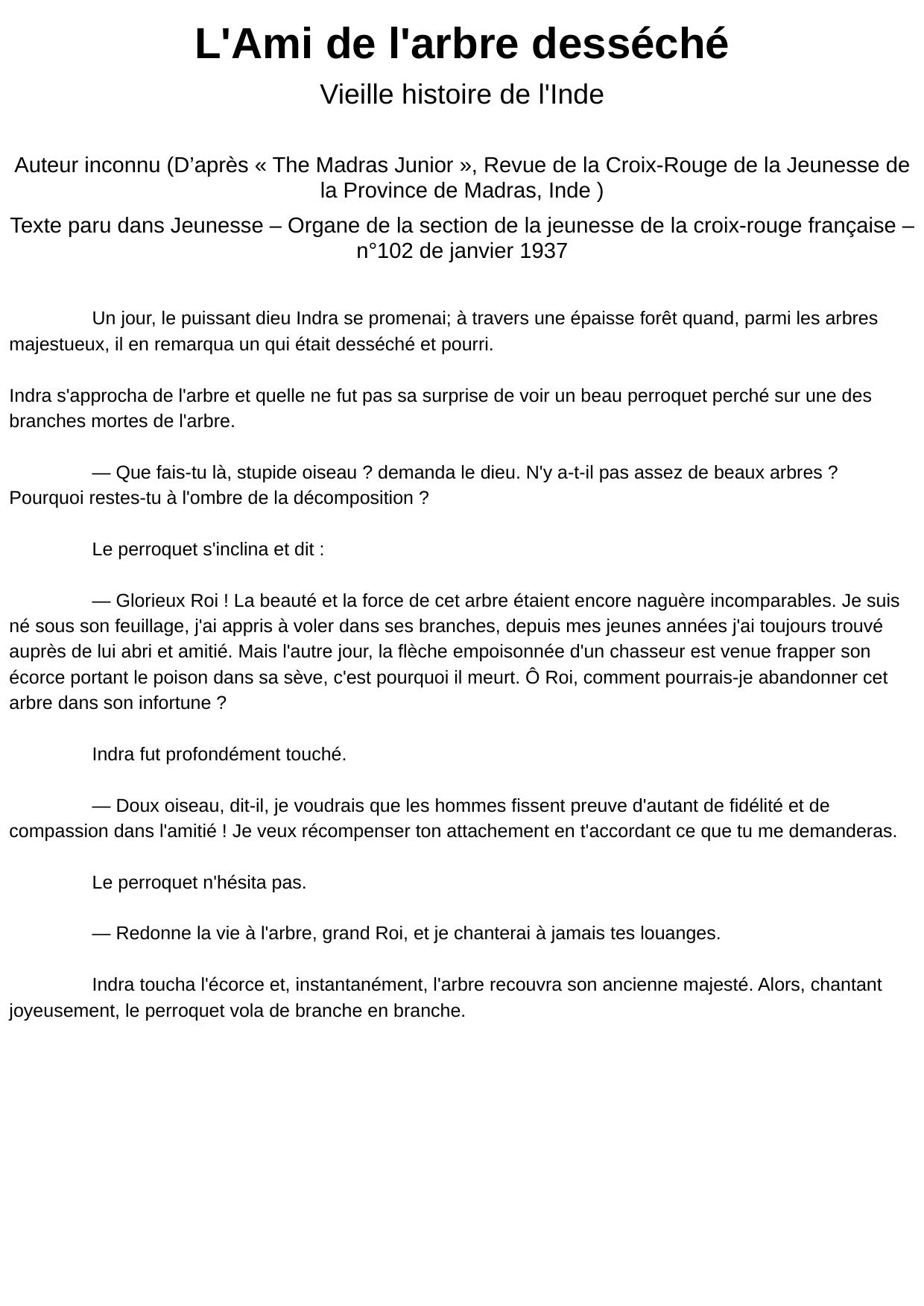 L'Ami de l'arbre desséché